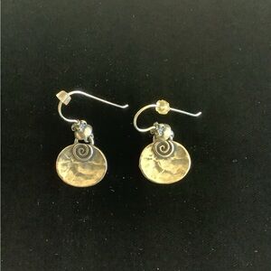 Silpada Hammered Oxidized Sterling Oval Swirl Dangle Earrings W1254